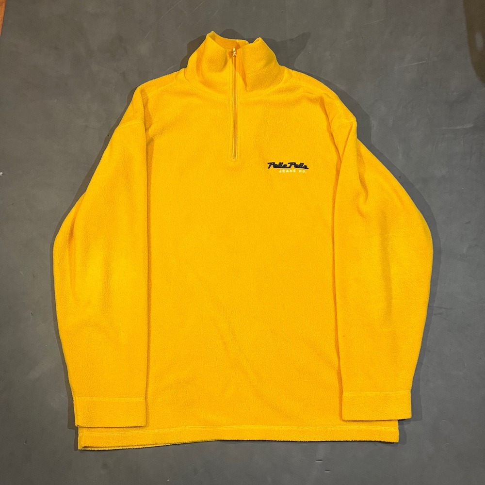 Pelle Pelle Marc Buchanan Mens Yellow Fleece 1/4 Zip Pullover Jacket Size Medium